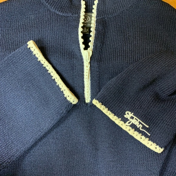 St.John Sport Swarovski Knit Pullover Zip Sweater Size Small - Picture 3 of 8
